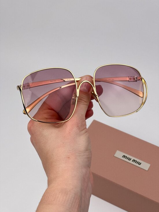 Miu Miu Women’s Sunglasses – Gold Pink Gradient Square (MUA57S 5AK40S) main image 5